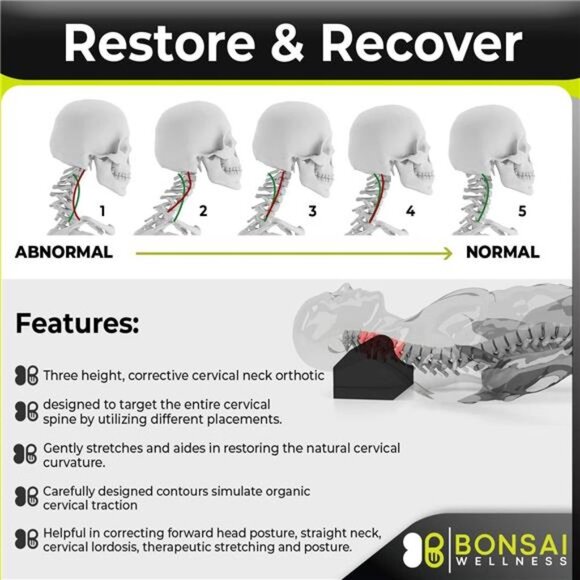 Cervical Traction Orthotic Chiropractic Neck Alignment Device for Spinal (Black) - Picture 6 of 7